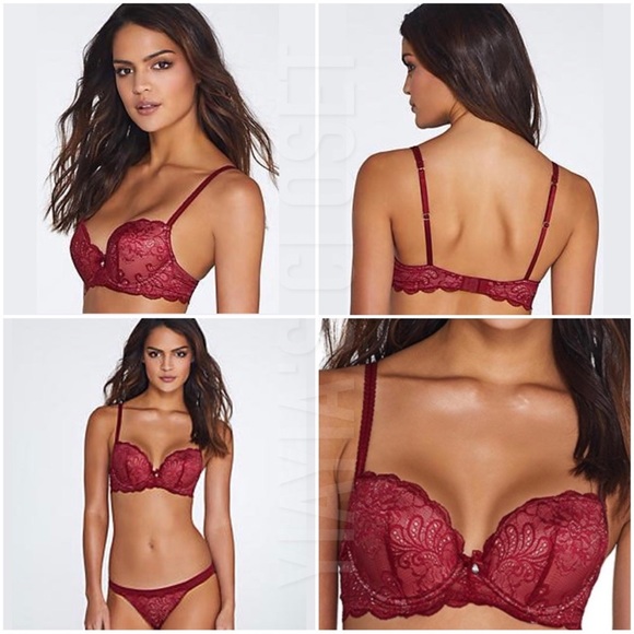 Le Mystere 40C Sophia 2435 Floral Lace Shimmer Underwire Padded Bra in Merlot - Picture 3 of 15
